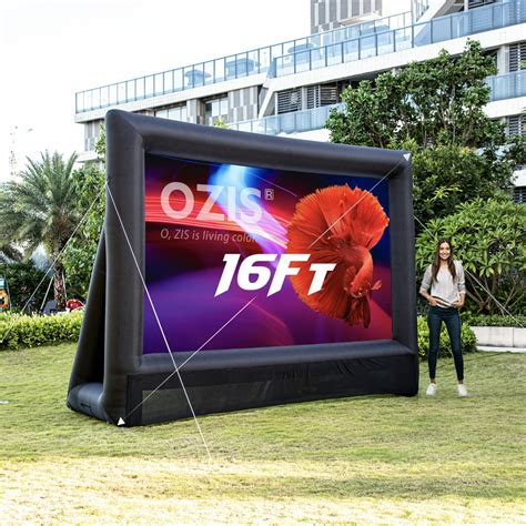 Buy OZIS 16Ft Inflatable Outdoor and Indoor Movie Projector Screen - Blow up Mega Cinema Theater Projector Screen with 240W Blower - Supports Front and Rear Projection - for Backyard Party Barbecue Travel: Projection Screens - Amazon.com FREE DELIVERY possible on eligible purchases